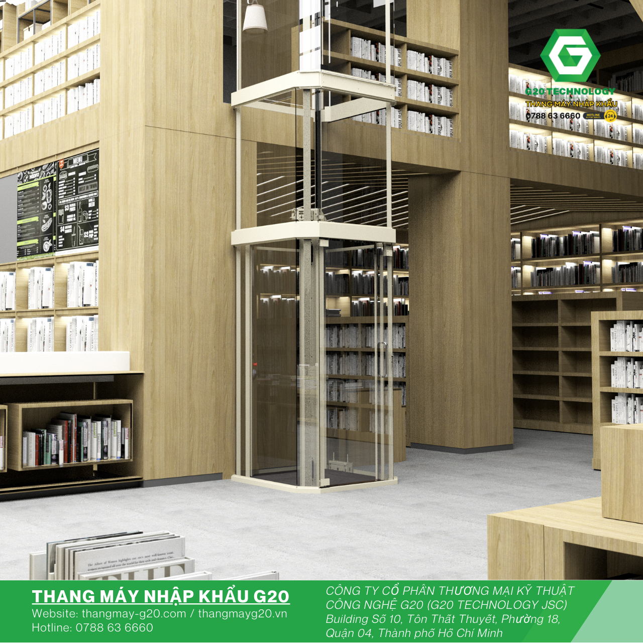 Cầu thang máy kính gia đình hình bát giác